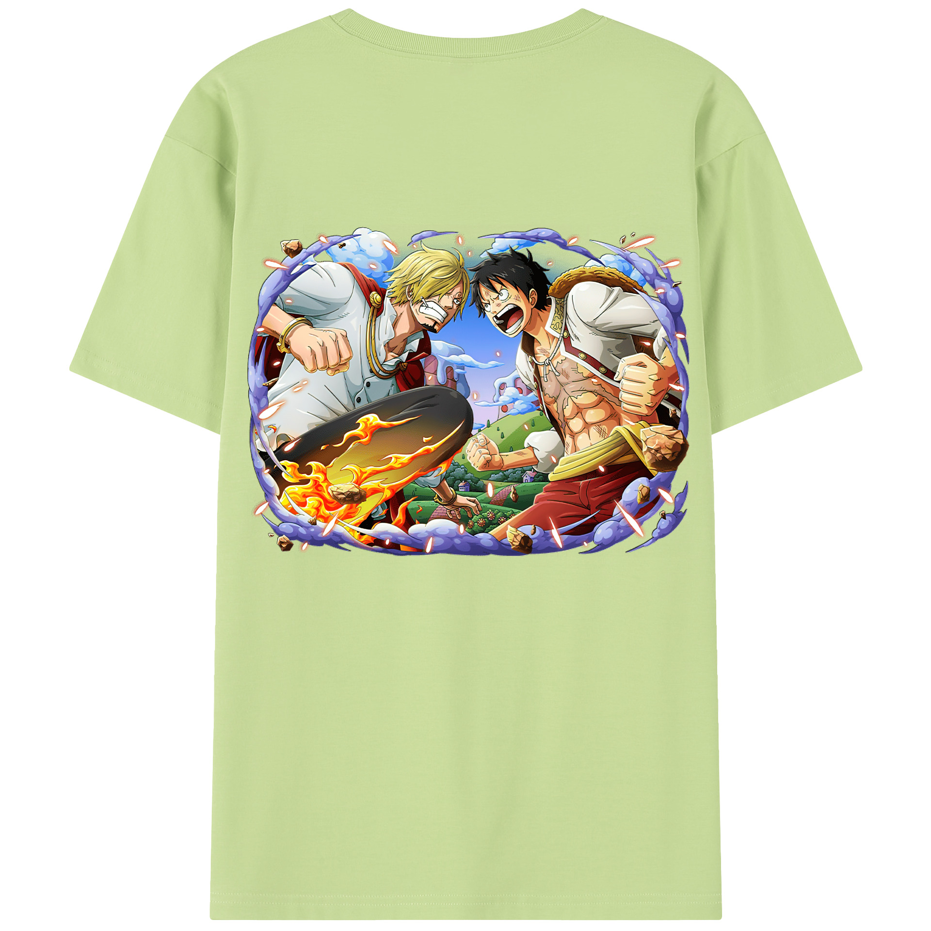 ワンピース モンキー・D・ルフィ ONE PIECE Monkey D. Luffy 綿100％半袖Tシャツ（背面プリント）